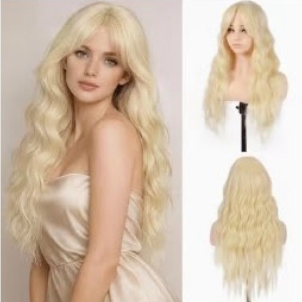 Long Wavy Blonde Women's Fashion Wig - Natural Look 28inches